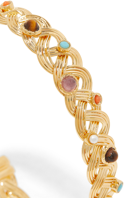Cesaria Cabochons Bangle Bracelet, Gold-Plated Metal & Gemstones